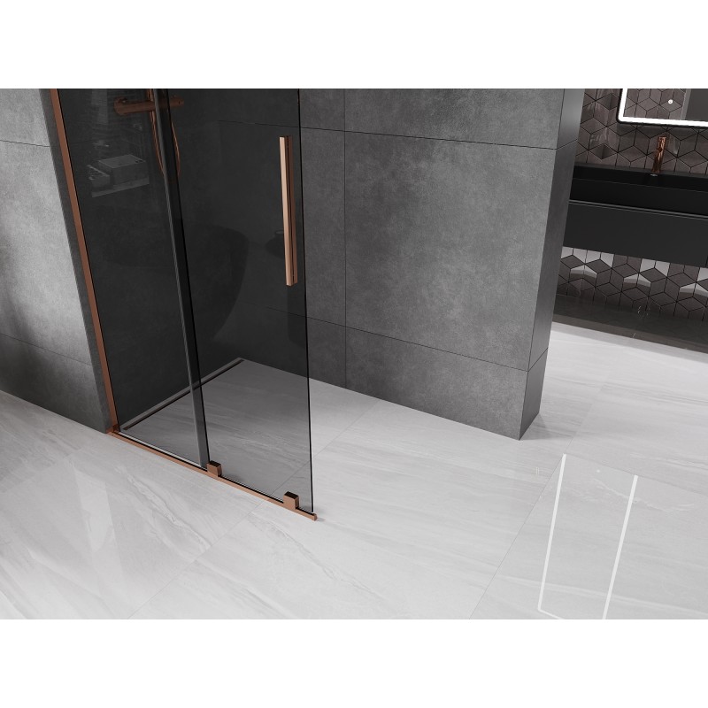 Mexen Velar L paroi de douche coulissante Walk-in 120 x 200 cm, graphite 8 mm, or rose - 871-120-003-43-60