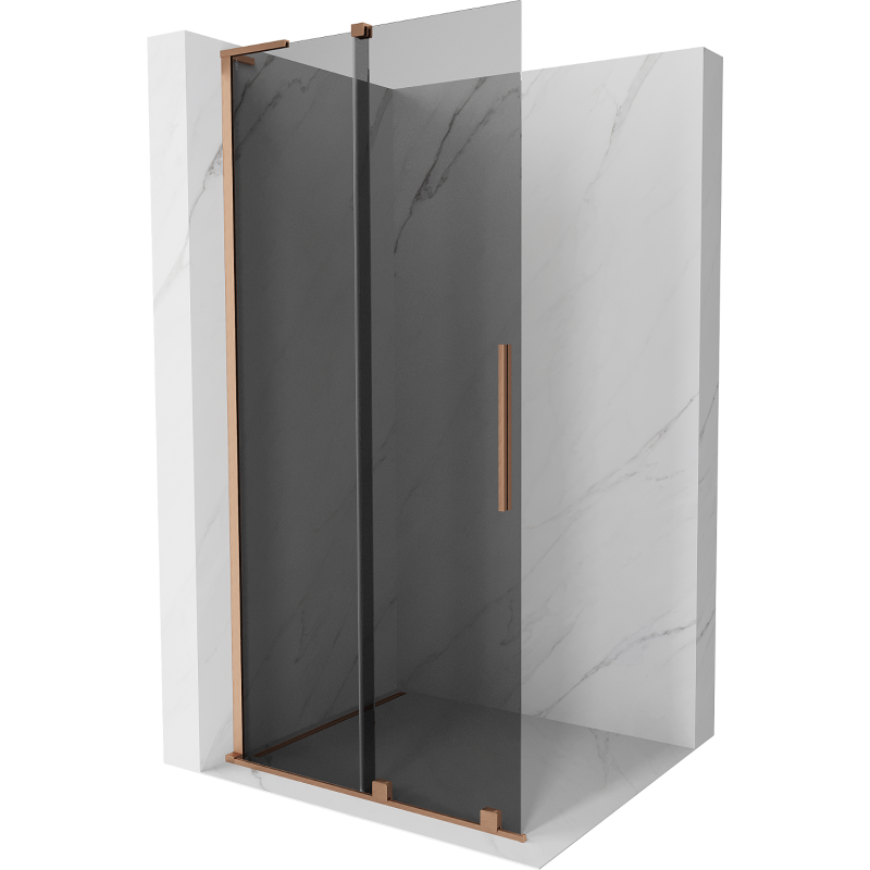 Mexen Velar L paroi de douche coulissante Walk-in 100 x 200 cm, graphite 8 mm, cuivre brossé - 871-100-003-43-65