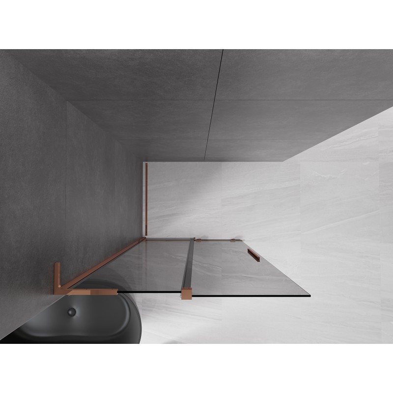 Mexen Velar L paroi de douche coulissante Walk-in 120 x 200 cm, graphite 8 mm, or rose - 871-120-003-43-60