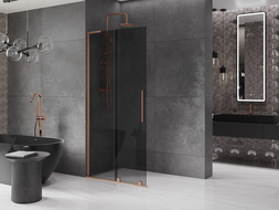 Mexen Velar L paroi de douche coulissante Walk-in 100 x 200 cm, graphite 8 mm, cuivre brossé - 871-100-003-43-65