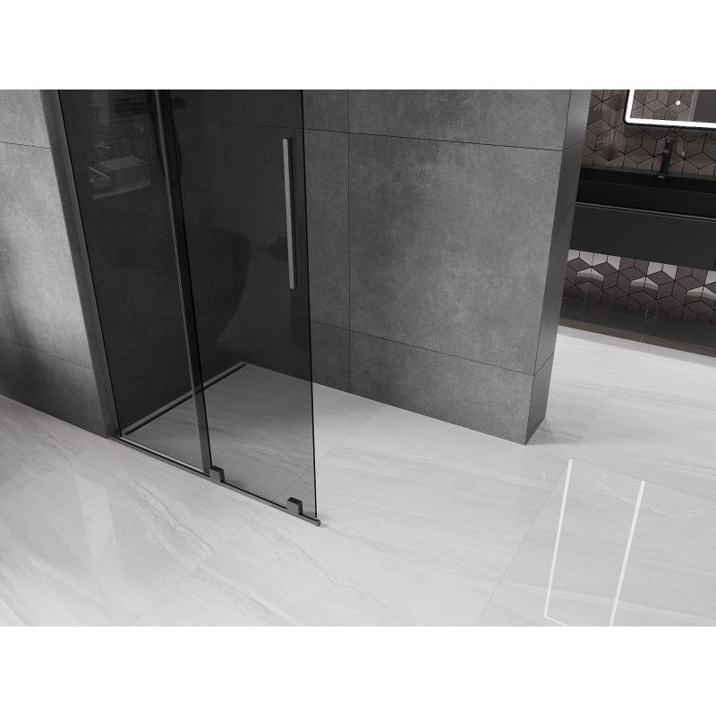 Mexen Velar L panneau de douche coulissant Walk-in 90 x 200 cm, graphite 8 mm, gris pistolet brossé - 871-090-003-43-66