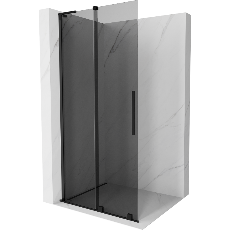 Mur de douche coulissant Mexen Velar L Walk-in 100 x 200 cm, graphite 8 mm, noir - 871-100-003-43-70