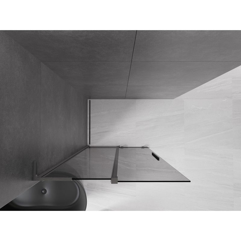 Mexen Velar L paroi de douche coulissante Walk-in 110 x 200 cm, graphite 8 mm, gris gun brossé - 871-110-003-43-66