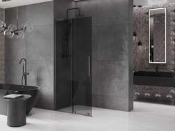Mexen Velar L paroi de douche coulissante Walk-in 100 x 200 cm, graphite 8 mm, gris canon brossé - 871-100-003-43-66
