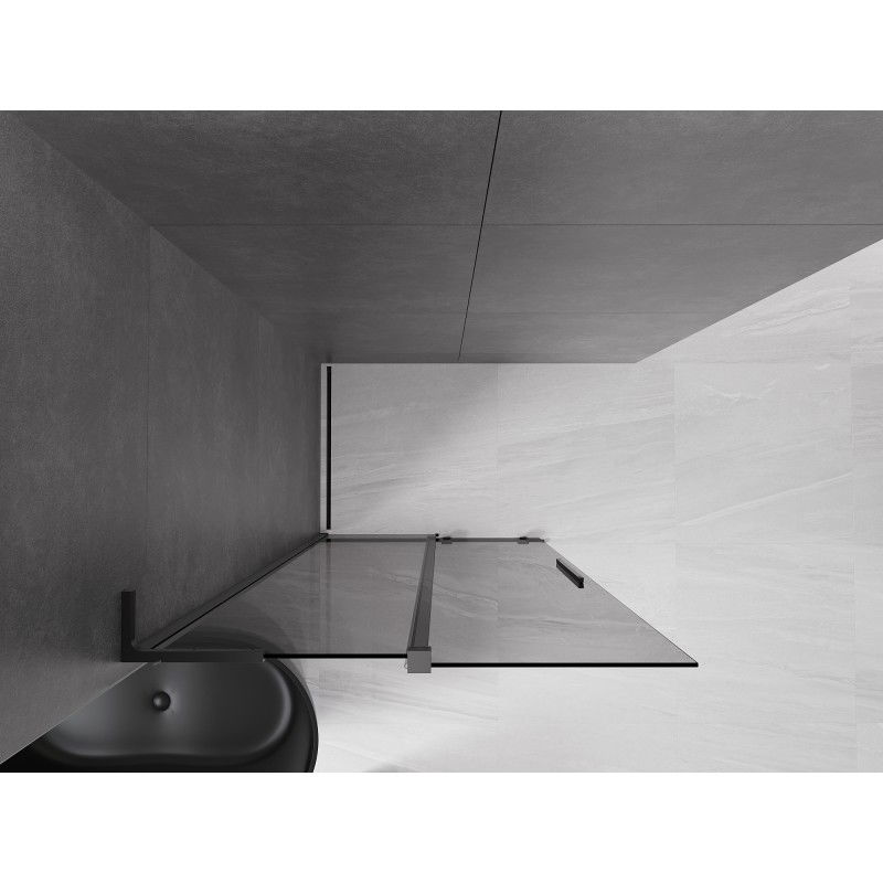 Mexen Velar L paroi de douche coulissante Walk-in 120 x 200 cm, graphite 8 mm, noire - 871-120-003-43-70