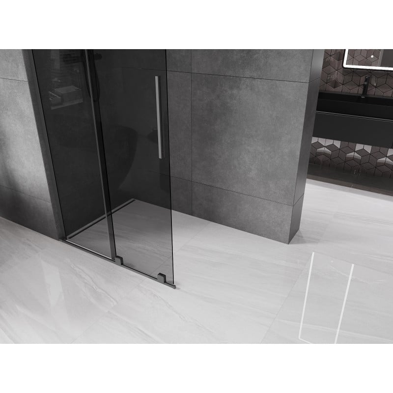 Mexen Velar L paroi de douche coulissante Walk-in 110 x 200 cm, graphite 8 mm, gun metal - 871-110-003-43-95