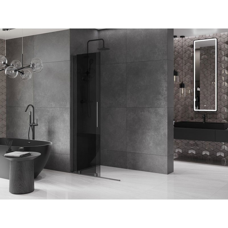 Mexen Velar L paroi de douche coulissante Walk-in 120 x 200 cm, graphite 8 mm, métal gun - 871-120-003-43-95
