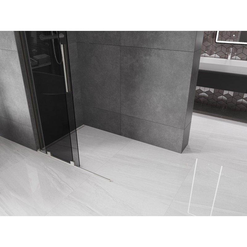 Mexen Velar L paroi de douche coulissante Walk-in 100 x 200 cm, graphite 8 mm, nickel brossé - 871-100-003-43-97