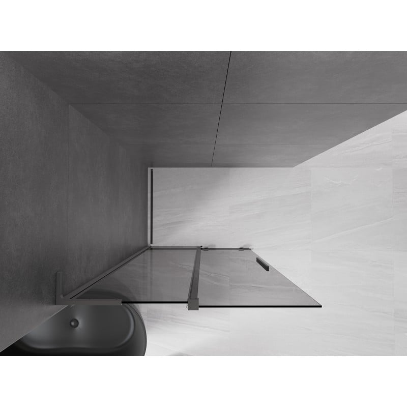 Mexen Velar L paroi de douche coulissante Walk-in 110 x 200 cm, graphite 8 mm, gun metal - 871-110-003-43-95