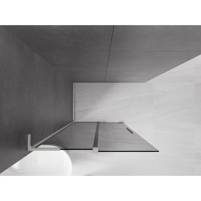 Mexen Velar L Paroi de douche coulissante Walk-in 110 x 200 cm, graphite 8 mm, nickel brossé - 871-110-003-43-97