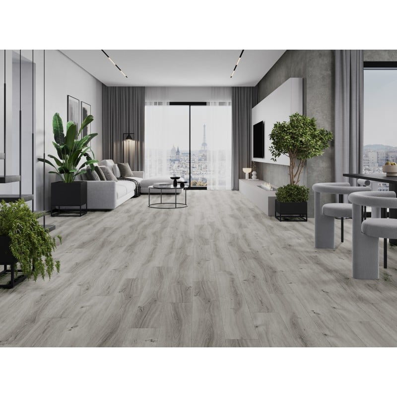 Mexen Harrison échantillon de panneaux vinyles SPC 6,5 mm, sous-couche IXPE 1,5 mm, 4 V-Joint, Chêne - F1044-S