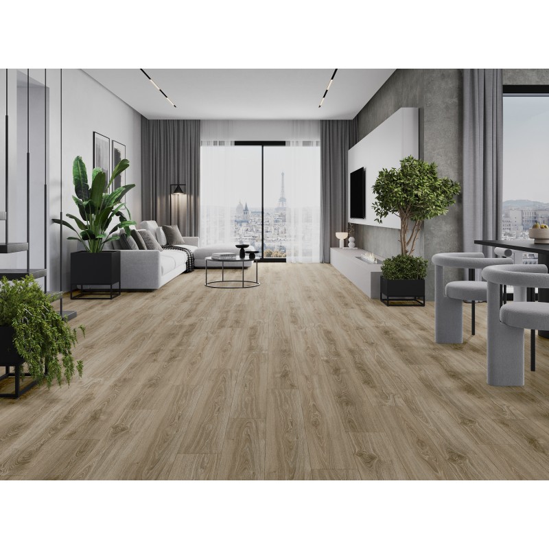 Mexen Fort Valley échantillon de panneau en vinyle SPC 6,5 mm, sous-couche IXPE 1,5 mm, 4 V-Fuga, Chêne - F1046-S