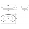 Baignoire autoportante Mexen Eris 180 x 95 cm, blanc, trop-plein chromé - 53441809500-01