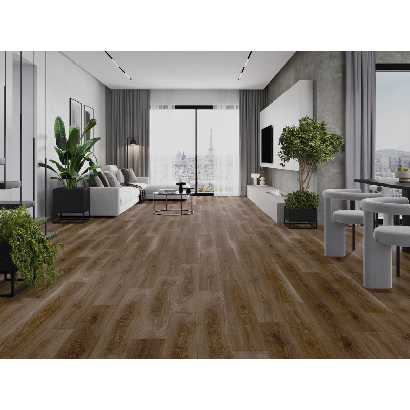 Mexen San Juan échantillon de panneaux vinyles SPC 6,5 mm, sous-couche IXPE 1,5 mm, 4 V-Joints, Chêne - F1049-S