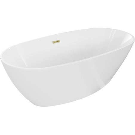 Mexen Eris baignoire autoportante 180 x 95 cm, blanche, trop-plein doré brossé - 53441809500-55