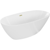 Mexen Eris baignoire autoportante 180 x 95 cm, blanche, trop-plein doré brossé - 53441809500-55