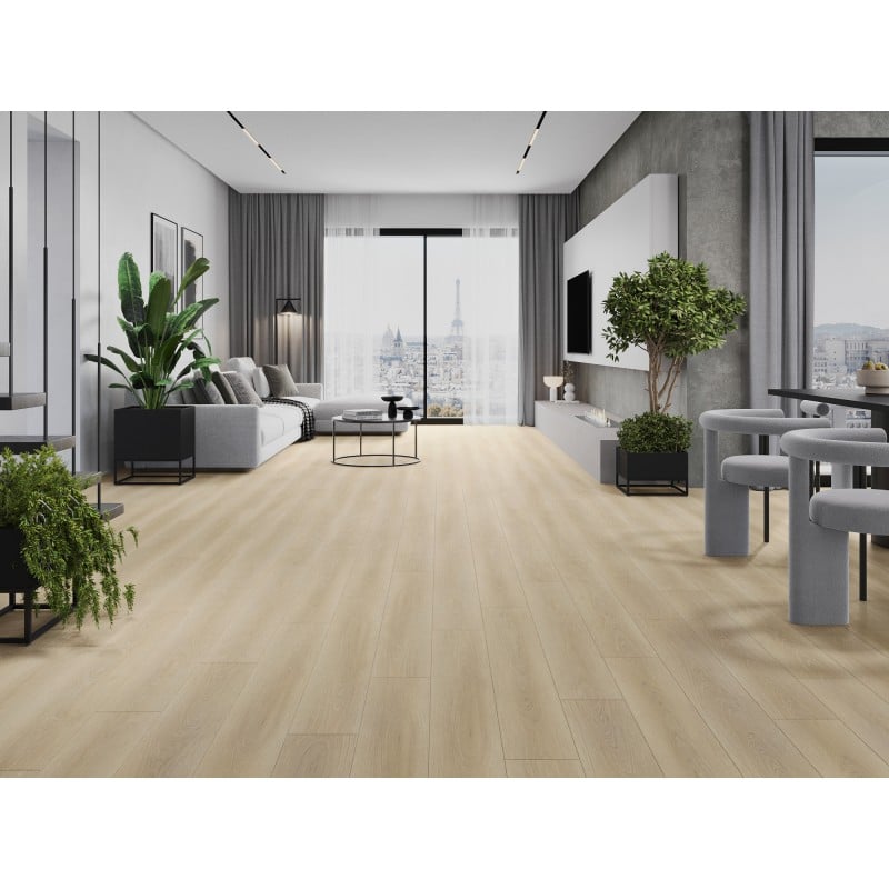 Mexen Charlotte échantillon de panneaux vinyles SPC 6,5 mm, sous-couche IXPE 1,5 mm, 4 V-Joint, Chêne - F1055-S