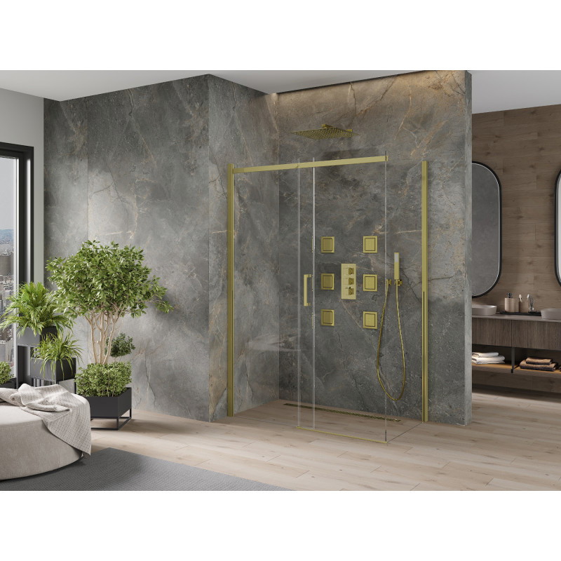 Mexen Omega cabine de douche coulissante 130 x 70 cm, transparente, dorée - 825-130-070-50-00