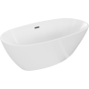 Mexen Eris baignoire autoportante 180 x 95 cm, blanche, trop-plein en gris acier brossé - 53441809500-66