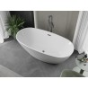 Mexen Eris baignoire autoportante 180 x 95 cm, blanche, trop-plein en gris acier brossé - 53441809500-66