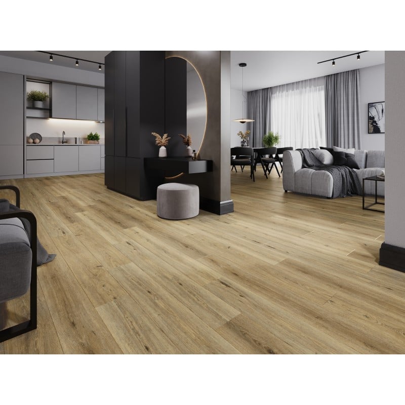 Mexen Sanford échantillon de panneaux vinyles SPC 6,5 mm, sous-couche IXPE 1,5 mm, 4 V-Fuga, Chêne - F1059-S