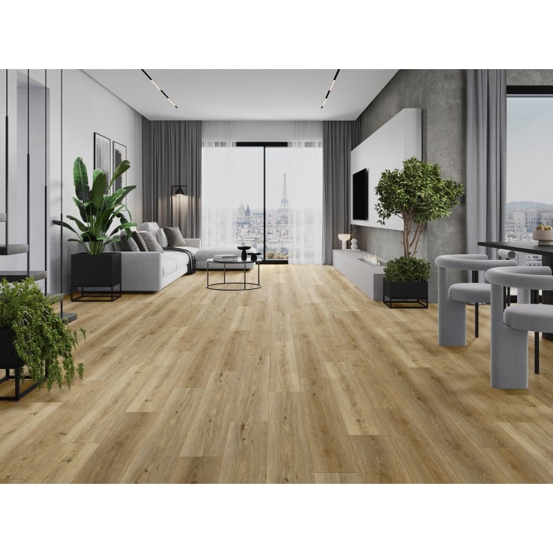 Mexen Sanford échantillon de panneaux vinyles SPC 6,5 mm, sous-couche IXPE 1,5 mm, 4 V-Fuga, Chêne - F1059-S