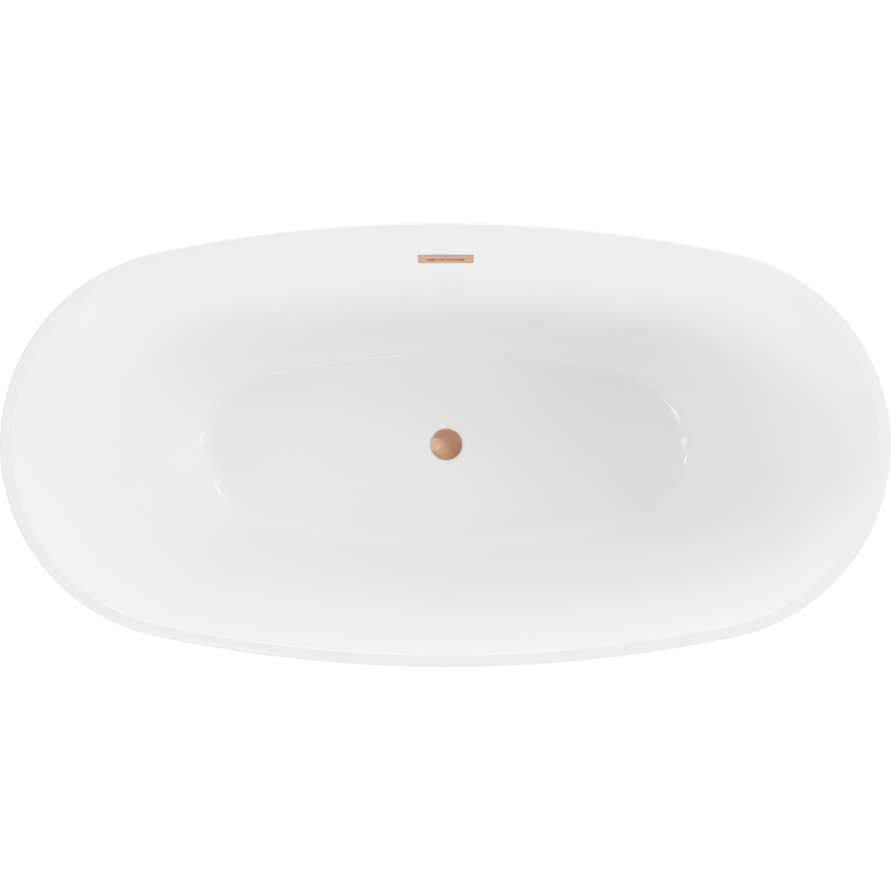 Mexen Eris baignoire autoportante 180 x 95 cm, blanche/noire, trop-plein cuivre brossé - 53441809575-65