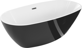 Mexen Eris baignoire autoportante 180 x 95 cm, blanche/noire, trop-plein gun metal - 53441809575-95