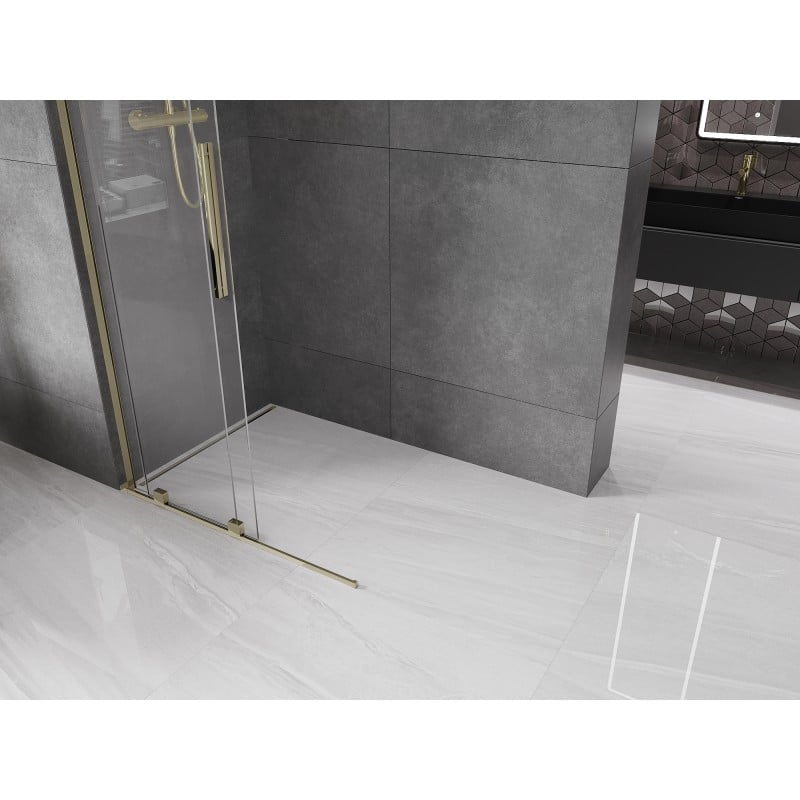 Mexen Velar L Paroi de douche coulissante Walk-in 90 x 200 cm, transparent 8 mm, doré - 871-090-003-03-50