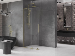 Mexen Velar L paroi de douche coulissante Walk-in 100 x 200 cm, transparent 8 mm, or - 871-100-003-03-50