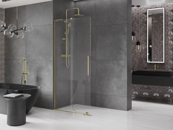 Paroi de douche coulissante Mexen Velar L Walk-in 100 x 200 cm, transparent 8 mm, or - 871-100-003-03-50