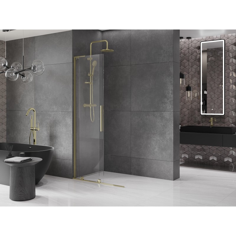 Mexen Velar L paroi de douche coulissante Walk-in 120 x 200 cm, transparent 8 mm, or - 871-120-003-03-50