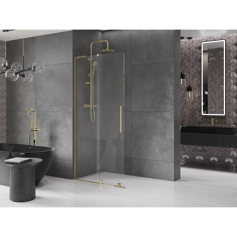 Mexen Velar L paroi de douche coulissante Walk-in 120 x 200 cm, transparent 8 mm, or - 871-120-003-03-50