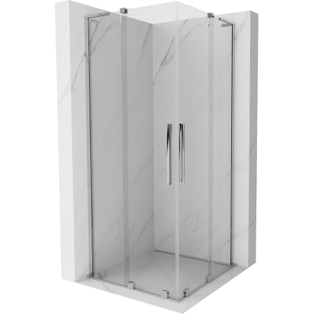 Mexen Velar L Cabine de douche Duo coulissante 80 x 80 cm, transparent, chrome - 871-080-080-02-03-01