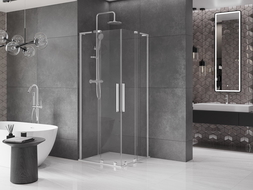 Mexen Velar L Duo cabine de douche coulissante 80 x 80 cm, transparent, chrome - 871-080-080-02-03-01