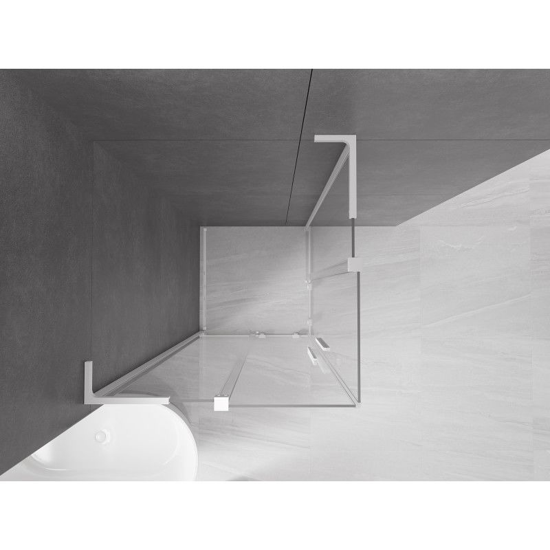Mexen Velar L Duo cabine de douche coulissante 80 x 80 cm, transparente, blanche - 871-080-080-02-03-20