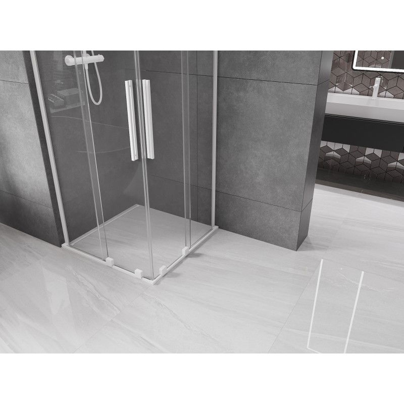 Mexen Velar L Duo cabine de douche coulissante 90 x 90 cm, transparent, blanc - 871-090-090-02-03-20