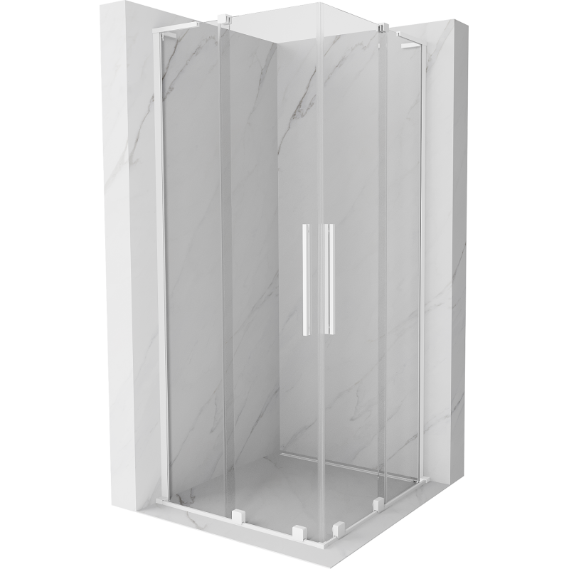 Cabine de douche coulissante Mexen Velar L Duo 100 x 100 cm, transparente, blanche - 871-100-100-02-03-20