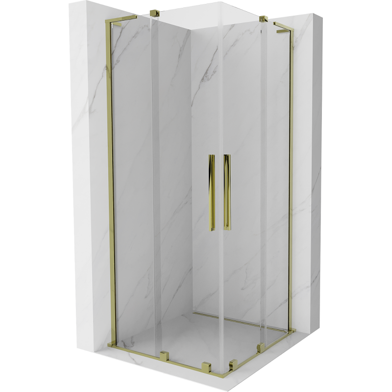 Cabine de douche coulissante Mexen Velar L Duo 90 x 90 cm, transparente, dorée - 871-090-090-02-03-50
