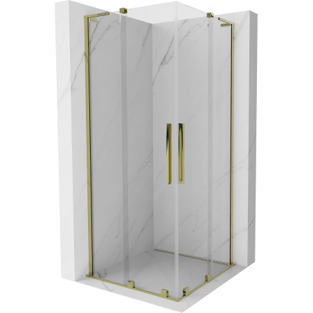Cabine de douche coulissante Mexen Velar L Duo 90 x 90 cm, transparente, dorée - 871-090-090-02-03-50