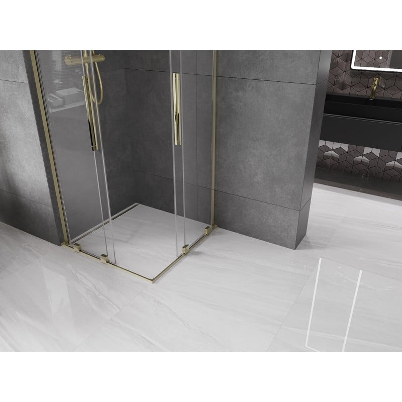Mexen Velar L Duo cabine de douche coulissante 100 x 100 cm, transparent, or - 871-100-100-02-03-50