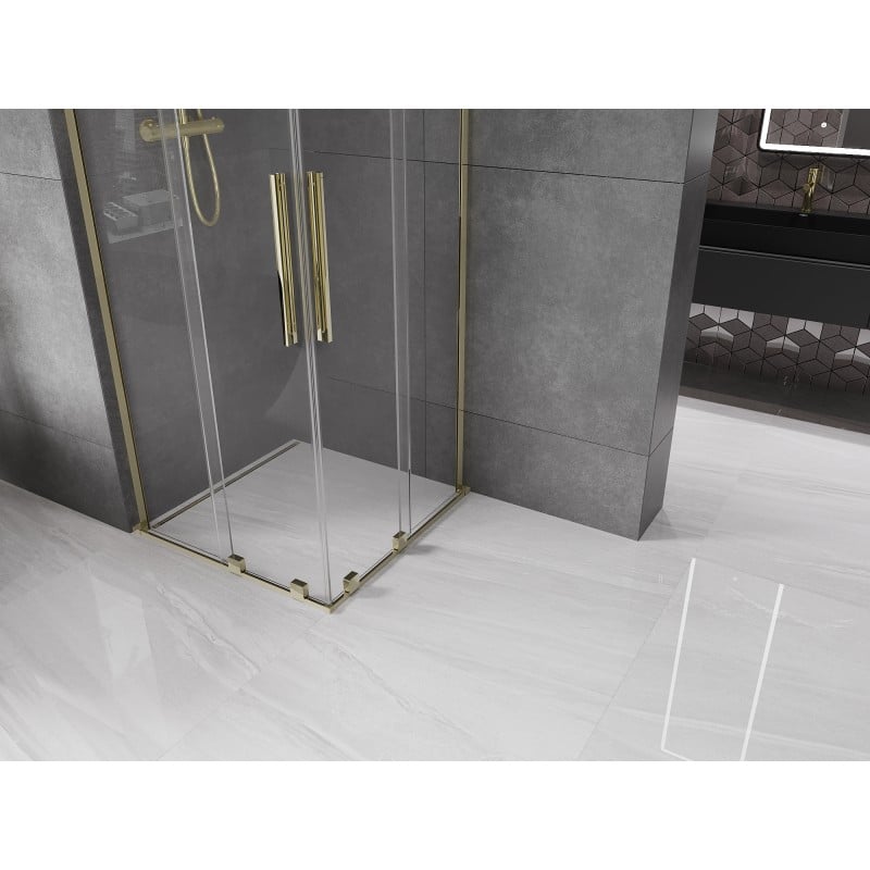Mexen Velar L Duo cabine de douche coulissante 100 x 100 cm, transparent, or - 871-100-100-02-03-50