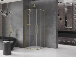 Mexen Velar L Duo cabine de douche coulissante 80 x 80 cm, transparente, or - 871-080-080-02-03-50