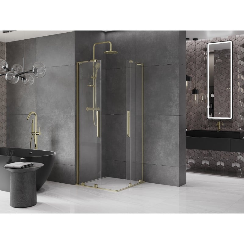 Mexen Velar L Duo cabine de douche coulissante 100 x 100 cm, transparent, or - 871-100-100-02-03-50