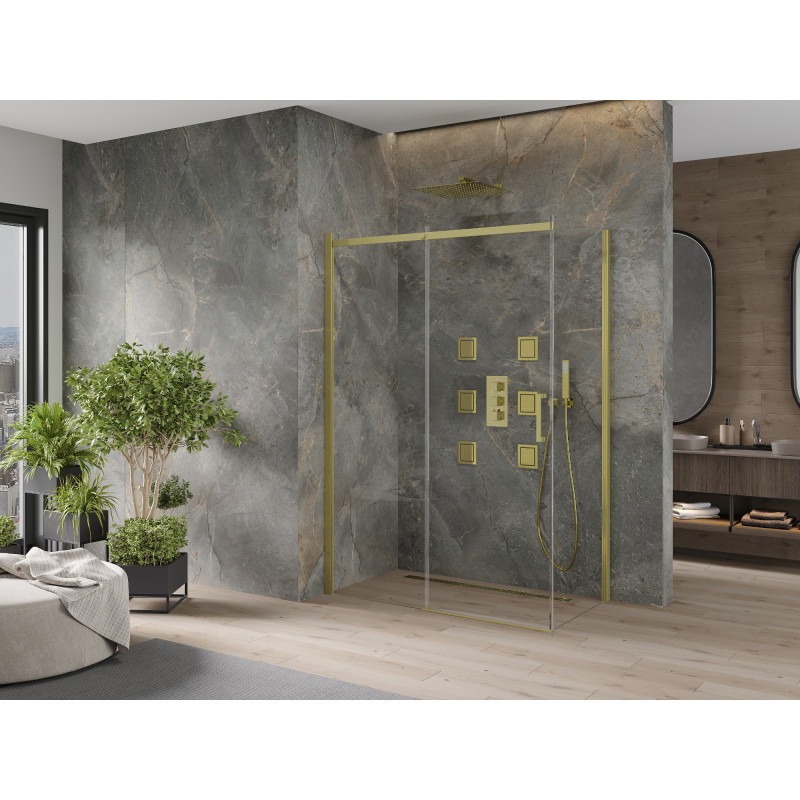 Mexen Omega cabine de douche coulissante 140 x 80 cm, transparente, dorée - 825-140-080-50-00