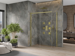 Mexen Omega cabine de douche coulissante 140 x 80 cm, transparent, dorée - 825-140-080-50-00