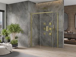 Mexen Omega cabine de douche coulissante 140 x 80 cm, transparente, dorée - 825-140-080-50-00