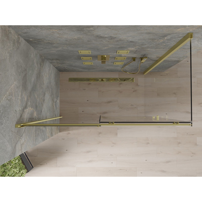 Mexen Omega cabine de douche coulissante 140 x 80 cm, transparente, dorée - 825-140-080-50-00