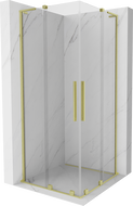Mexen Velar L Duo cabine de douche coulissante 90 x 90 cm, transparent, or brossé - 871-090-090-02-03-55