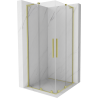 Mexen Velar L Duo cabine de douche coulissante 100 x 100 cm, transparent, or brossé - 871-100-100-02-03-55